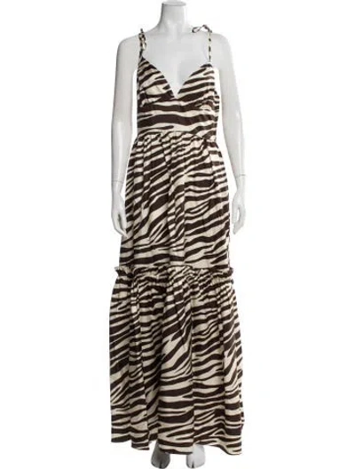 Pre-owned Cynthia Rowley Silk Long Dress W/ Tags In Brown