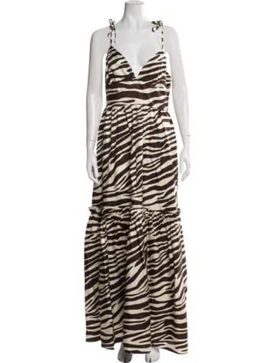 Pre-owned Cynthia Rowley Silk Long Dress W/ Tags In Brown