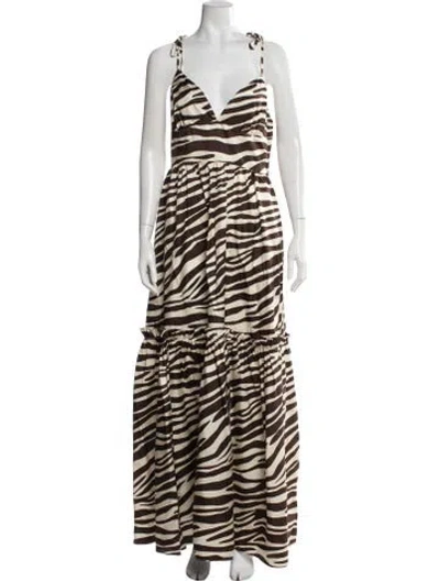 Pre-owned Cynthia Rowley Silk Long Dress W/ Tags In Brown