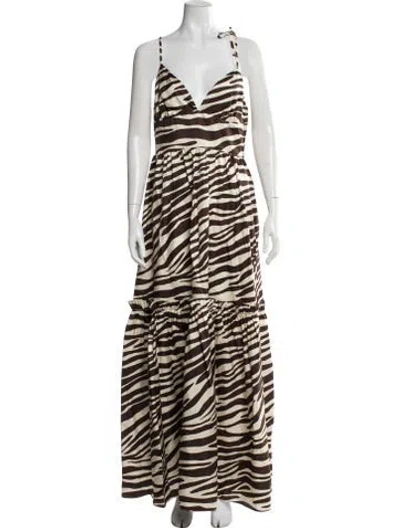 Pre-owned Cynthia Rowley Silk Long Dress W/ Tags In Brown