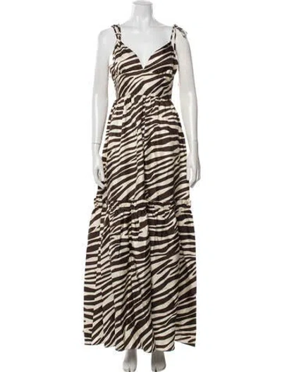 Pre-owned Cynthia Rowley Silk Long Dress W/ Tags In Brown