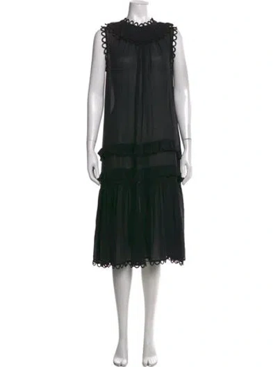Pre-owned Cynthia Rowley Silk Midi Length Dress In Black