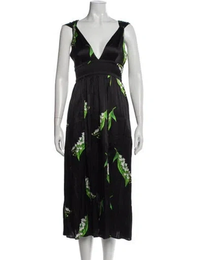 Pre-owned Cynthia Rowley Silk Midi Length Dress In Black