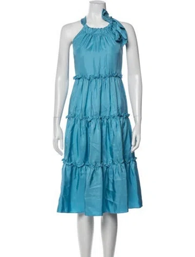 Pre-owned Cynthia Rowley Silk Midi Length Dress In Blue