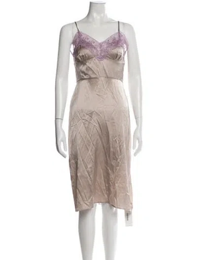 Pre-owned Cynthia Rowley Silk Midi Length Dress In Neutrals/purple