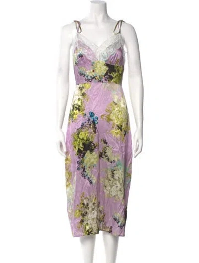 Pre-owned Cynthia Rowley Silk Midi Length Dress In Purple