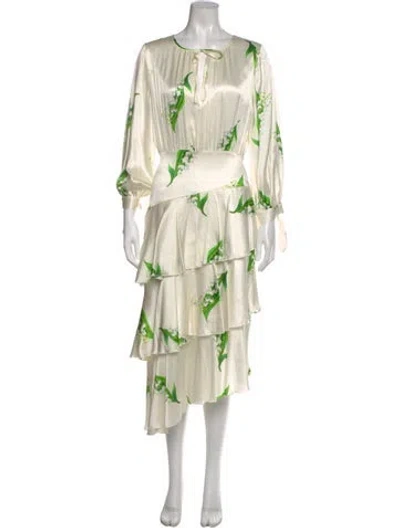 Pre-owned Cynthia Rowley Silk Midi Length Dress In White
