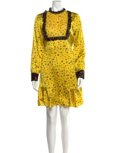 Pre-owned Cynthia Rowley Silk Mini Dress In Yellow