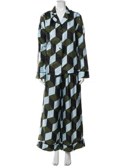 Pre-owned Cynthia Rowley Silk Patterned Pant Set In Multi
