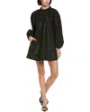 Cynthia Rowley Silk Taffeta Mini Dress In Black