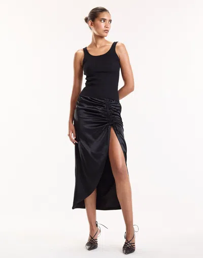 Cynthia Rowley Siren Ruched Skirt In Black