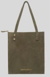 Cynthia Rowley Sleek Suede Tote In Dark Green