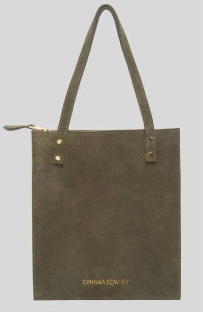 Cynthia Rowley Sleek Suede Tote In Dark Green