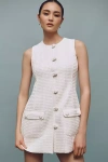 Cynthia Rowley Sleeveless Button-front Shift Mini Dress In White