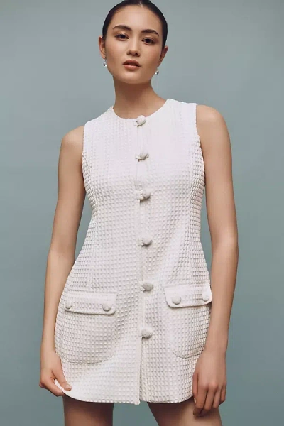 Cynthia Rowley Sleeveless Button-front Shift Mini Dress In White