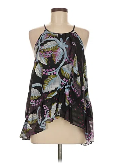 Pre-owned Cynthia Rowley Sleeveless Silk Top Black Halter Neckline Tops