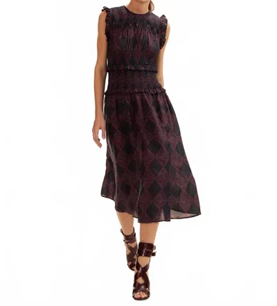 Cynthia Rowley Ramie Smocked Dress In Multi