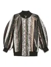 Cynthia Rowley Snake-embossed Vegan Leather Bomber Jacket In Green