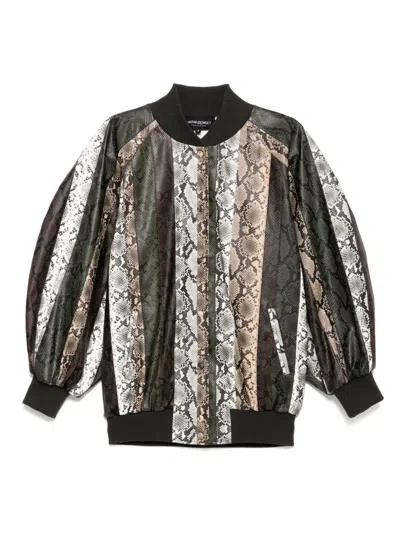 CYNTHIA ROWLEY SNAKE-EMBOSSED VEGAN BOMBER JACKET