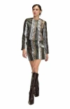 Cynthia Rowley Snake-embossed Vegan Leather Cropped Jacket In Multi