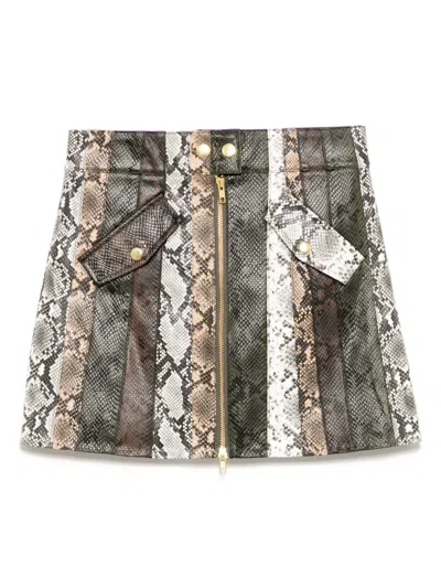 Cynthia Rowley Snake-embossed Vegan Skirt In 绿色