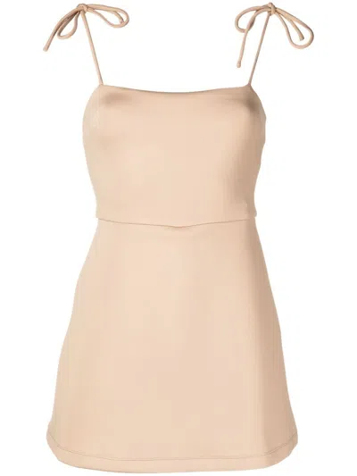 Cynthia Rowley Square-neck Sleeveless Mini Dress In Neutrals