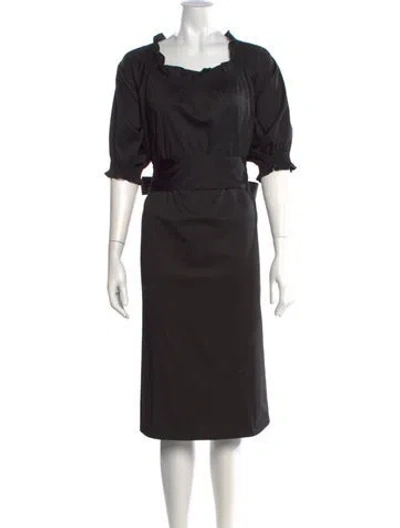 Pre-owned Cynthia Rowley Square Neckline Knee-length Dress In Black
