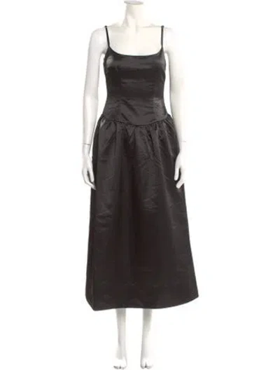 Pre-owned Cynthia Rowley Square Neckline Long Dress W/ Tags In Black