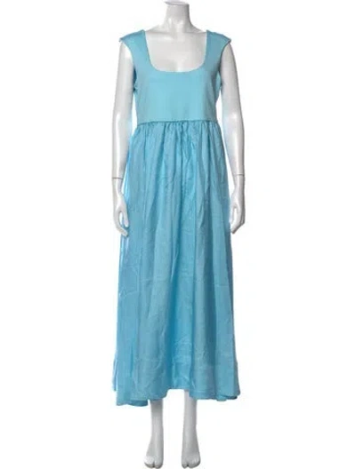 Pre-owned Cynthia Rowley Square Neckline Long Dress W/ Tags In Blue