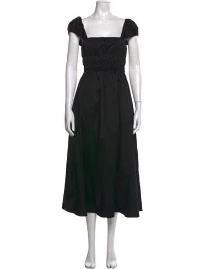 Pre-owned Cynthia Rowley Square Neckline Midi Length Dress In Black