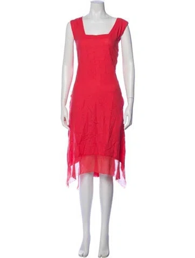 Pre-owned Cynthia Rowley Square Neckline Midi Length Dress W/ Tags In Pink