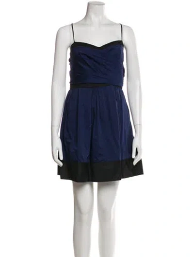 Pre-owned Cynthia Rowley Square Neckline Mini Dress In Blue
