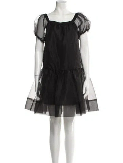 Pre-owned Cynthia Rowley Square Neckline Mini Dress W/ Tags In Black