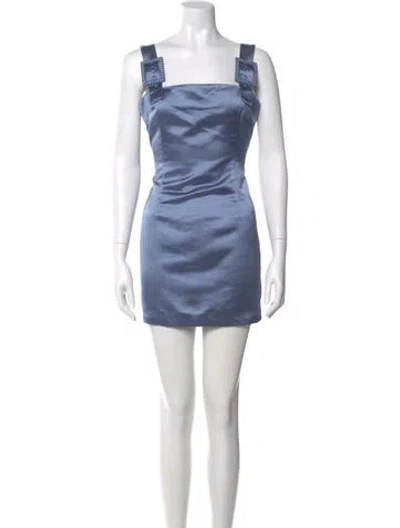 Pre-owned Cynthia Rowley Square Neckline Mini Dress W/ Tags In Blue
