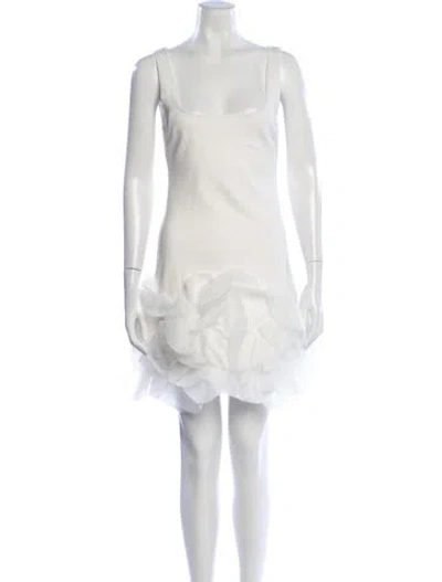 Pre-owned Cynthia Rowley Square Neckline Mini Dress In White