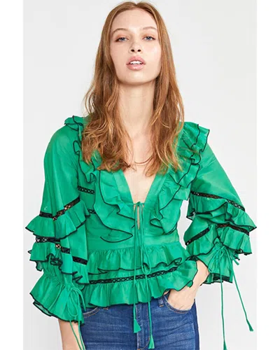 Cynthia Rowley Stella Tie; Front Tiered Top In Green