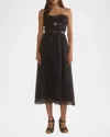 Cynthia Rowley Strapless Buckle-embellished Midi Dress In Black