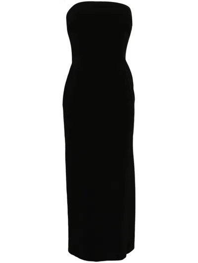 Cynthia Rowley Strapless Satin Maxi Dress In Black