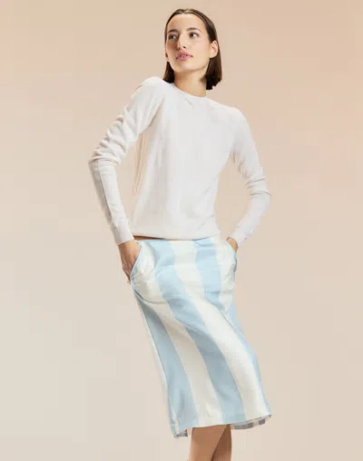 Cynthia Rowley Stripe Collectible Silk Skirt In White