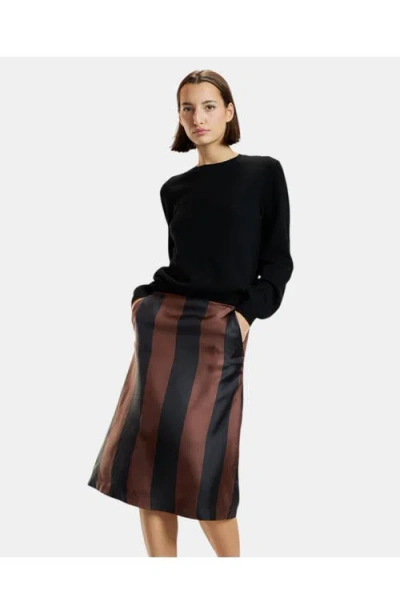 Cynthia Rowley Stripe Collectible Silk Skirt In Brown