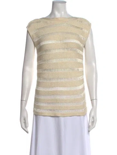 Pre-owned Cynthia Rowley Striped Bateau Neckline Sweater In Neutrals