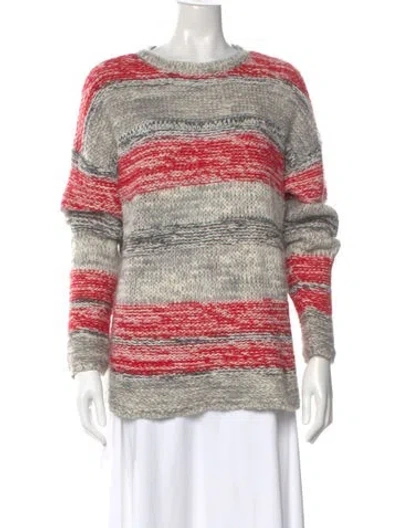 Pre-owned Cynthia Rowley Striped Crew Neck Sweater In Gray
