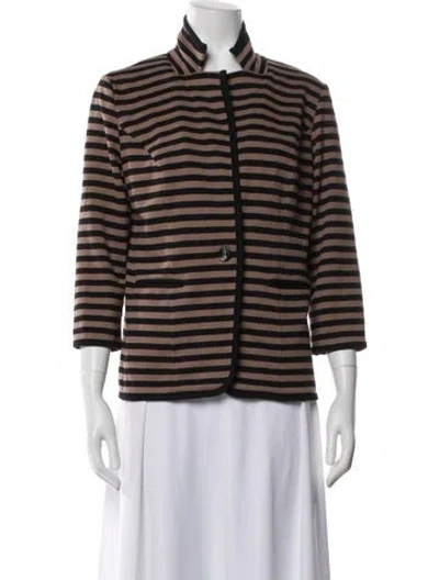 Pre-owned Cynthia Rowley Striped Jacket In Brown