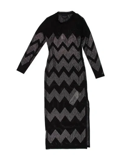Pre-owned Cynthia Rowley Striped Midi Length Dress In Black