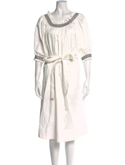 Pre-owned Cynthia Rowley Striped Midi Length Dress In White