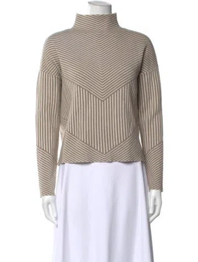 Pre-owned Cynthia Rowley Striped Turtleneck Sweater In Neutral