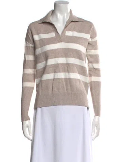 Pre-owned Cynthia Rowley Striped V-neck Sweater In Neutral