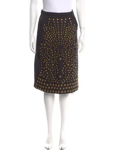 Pre-owned Cynthia Rowley Studded Accents Knee-length Skirt W/ Tags In Black