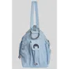 Cynthia Rowley Suede Cargo Pocket Shoulder Bag In Denim Blue