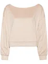 Cynthia Rowley Suede Wide-neck Sweatshirt In Neutrals